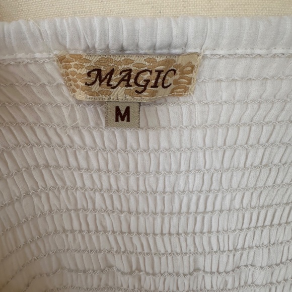 Magic, Sleeveless Eyelet Embroidered Tiered Maxi Dress, Size M - Picture 8 of 12